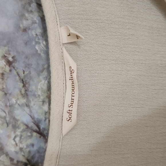 Soft Surroundings Size large Flowy Top With Open Bow Detail Lagenlook Coastal - Picture 6 of 12